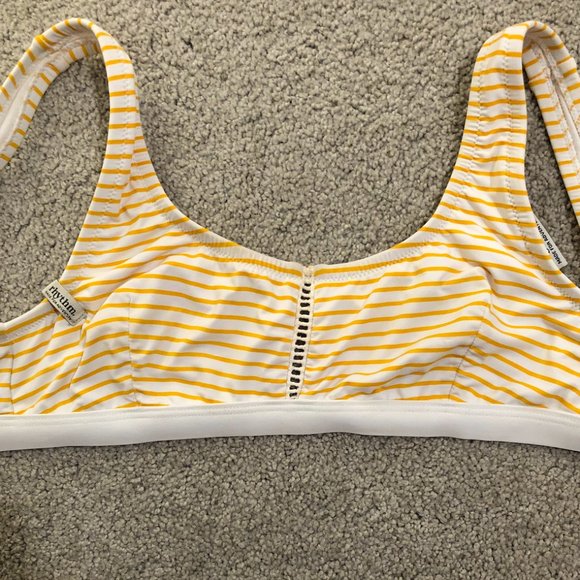 Rhythm Stripe Scoop Bikini Top Orange White - Picture 4 of 5